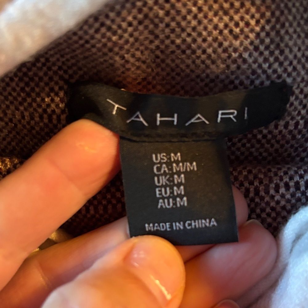 Tahari Burgundy and Cream Plaid Sweater - Picture 3 of 10
